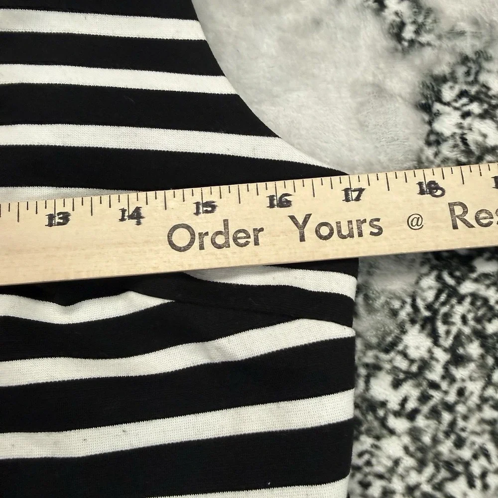 Michael Kors Striped Sleeveless Dress Black White Zip Pocket Sheath Women's M
